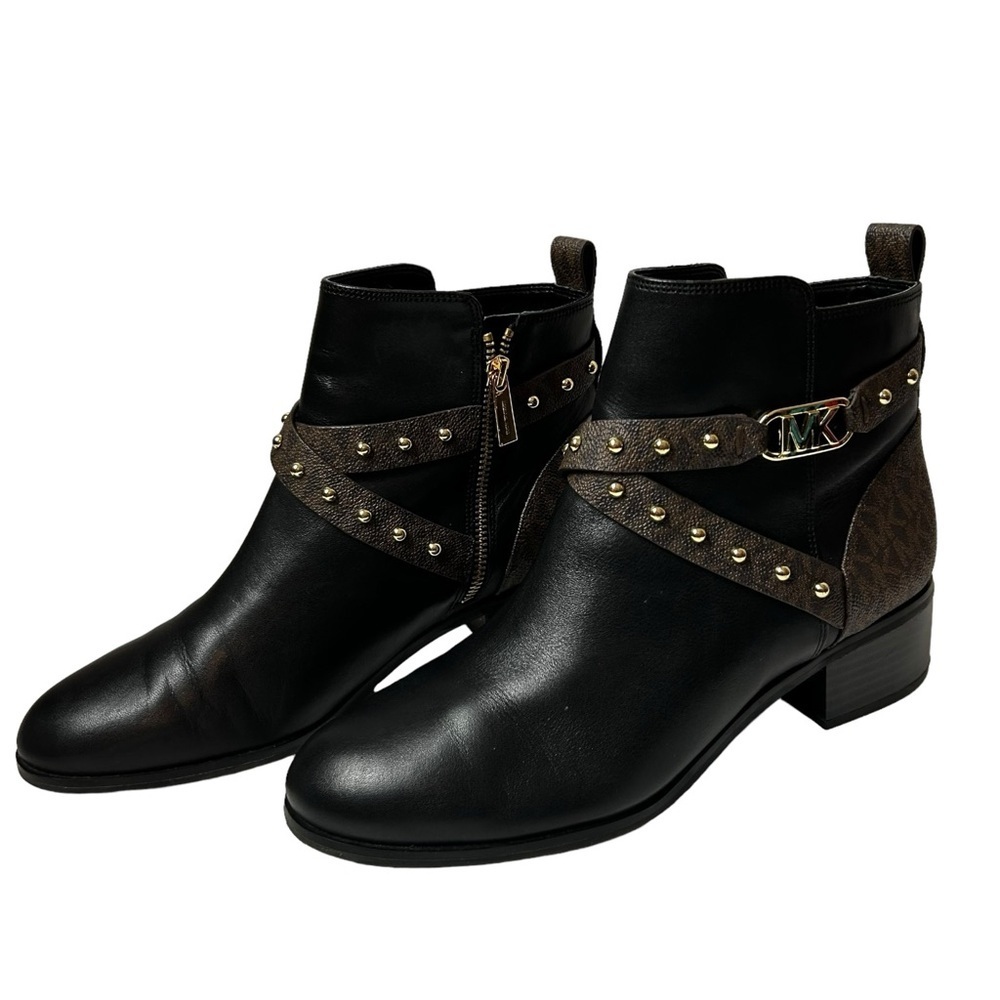 Michael Kors Kincaid Leather and Studded Logo Ankle Boot size 9.5 M